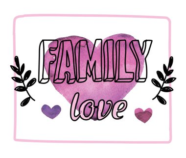 Bir aile. Kaligrafi posteri. Şık bir baskı. Boya lekeleri ve tek bir çizgi..