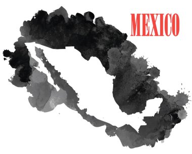 Meksika mı? Yüksek detaylı vektör haritaları. Sprey suluboya boya.