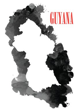 Guyana. Yüksek detaylı vektör haritaları. Sprey suluboya boya.
