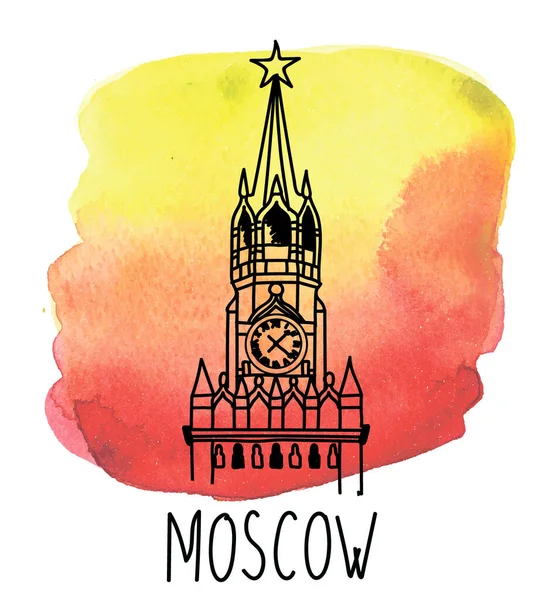 Kremlin Moscou Bienvenue Moscou Carte Postale Imprimé Élégant Des Taches — Image vectorielle