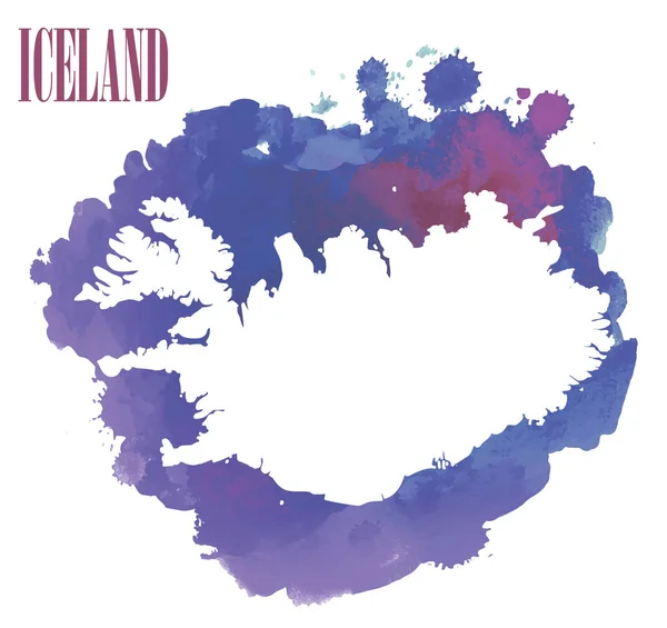 Islândia Mapas Vetoriais Detalhados Pulverizar Tinta Aquarela —  Vetores de Stock
