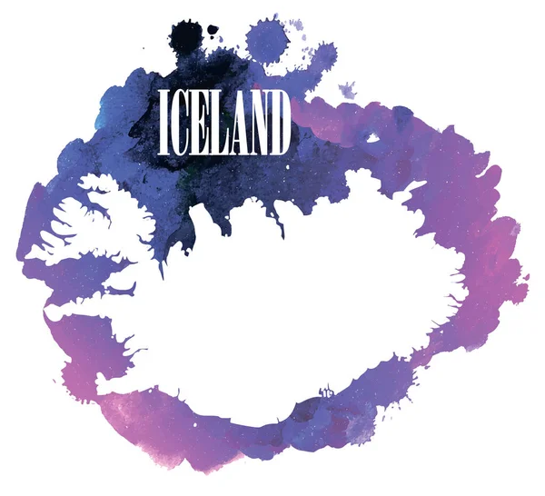 Islandia Mapas Vectoriales Detallados Pulverizar Pintura Acuarela — Archivo Imágenes Vectoriales