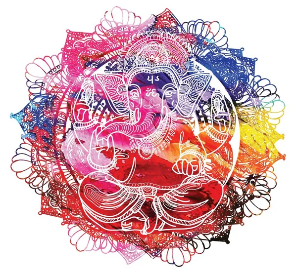 Ganesha bir tanrı. Fil kafası. Hint tanrısı, dini sembol. Elle çizim.