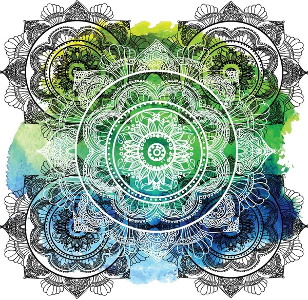 Mandala Pola Mulus Gambar Etnik India Yoga Meditasi Menggambar Secara - Stok Vektor