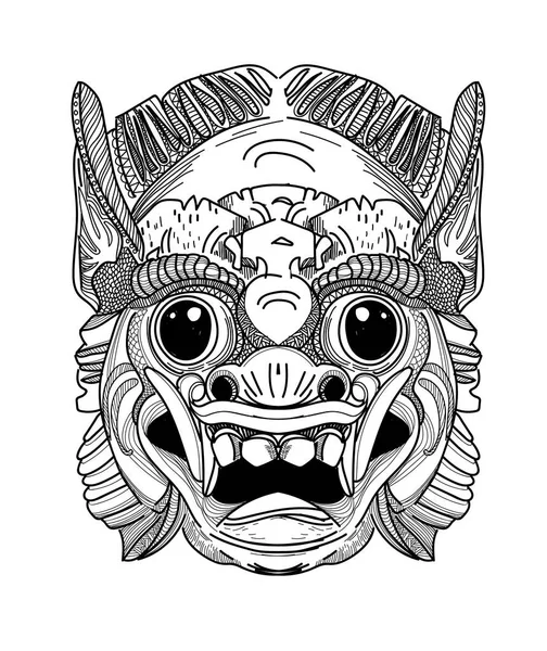 Demon Mask Thailand Logo Symbol Meditative Coloring Antistress — Stock Vector