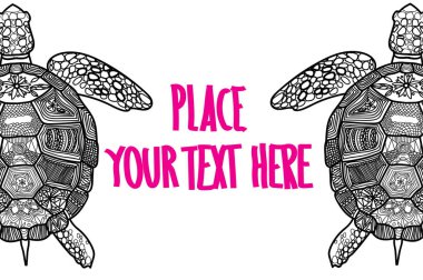 Deniz kaplumbağaları. Boyama kitabı karalıyorum. Detaylı bir çizim. Meditasyon renkleri. Noktalar, vuruşlar, desenler.