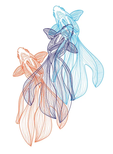 Goldfish Doodling Libro Para Colorear Libro Para Colorear Meditación Patrones — Archivo Imágenes Vectoriales