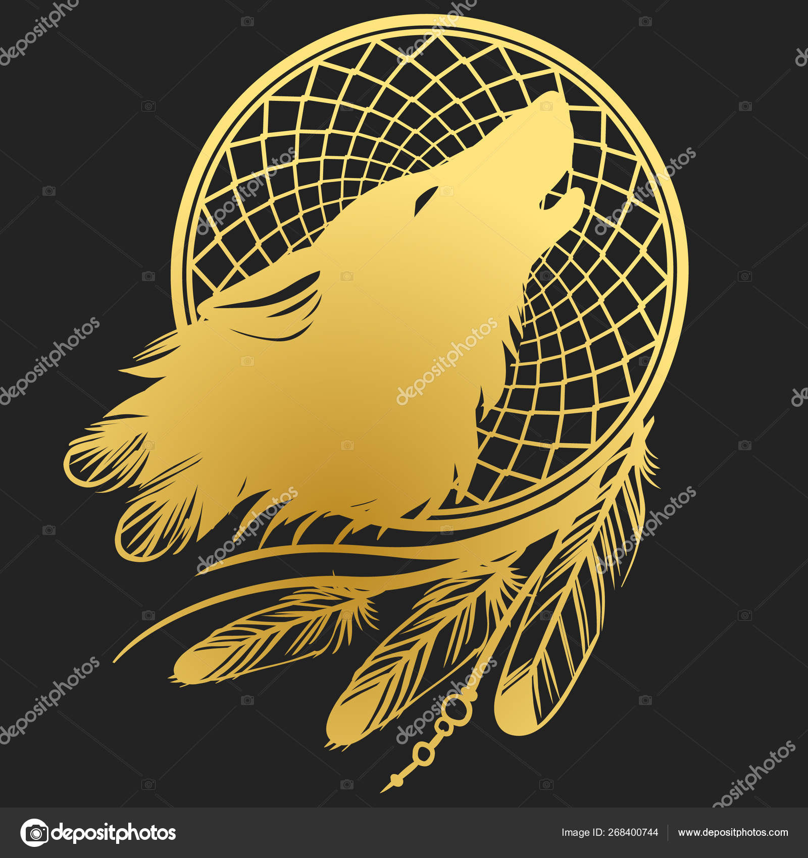 Howling Wolf Head Tattoo Sketch Logo Design Vector Illustration Stock Vector Image By C Peratek