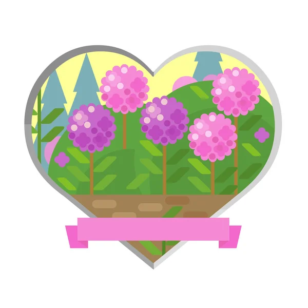 Hydrangea flowers in garden. Vector illustration in flat style