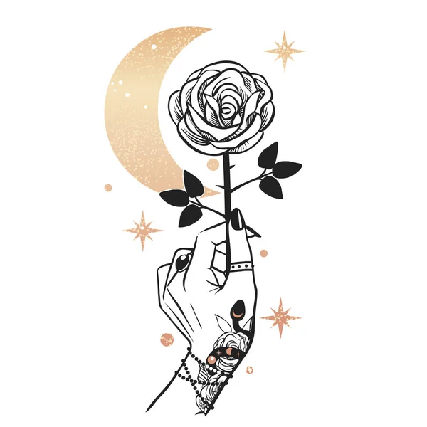 Rose Hand Vector Hand Drawn Illustration Stock Vector
