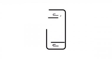 Akıllı Telefon İnce çizgi simgesi, Cep telefonu ana hatları simgesi biçimi beyaz ve siyah arkaplanda izole. 4K simge hareketi grafik canlandırması