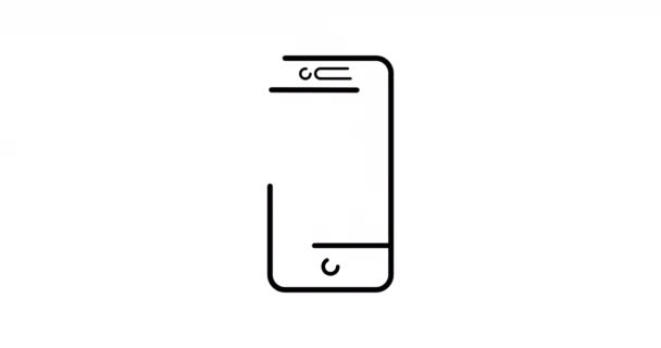Smartphone Dunne Lijn Pictogram Mobiele Telefoon Omtrek Pictogram Stijl Geïsoleerd — Stockvideo
