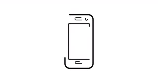 Smartphone Thin Line Icon Mobile Phone Outline Icon Style Isolated — Stock Video