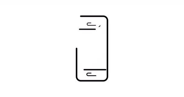Smartphone Icône Ligne Mince Style Icône Contour Téléphone Portable Isolé — Video