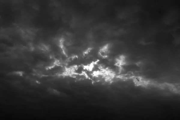 White Cloud Fluffy Texture Abstract Black White Sky Background — Stock Photo, Image