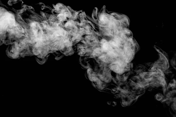 Biała Chmura Odizolowana Czarnym Tle Puszysta Tekstura Abstrakcyjny Dym — Zdjęcie stockowe
