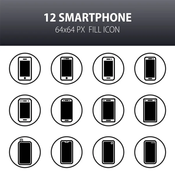 Σύνολο Smartphone Κενό Γεμάτο Επίπεδη Πινακίδα Κινητό Τηλέφωνο Επίπεδη Εικονίδιο — Διανυσματικό Αρχείο