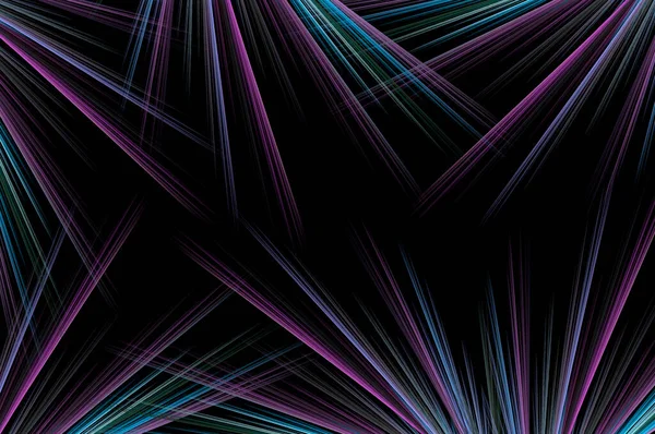 Streszczenie Linii Neonowych Tła Ciemnym Tle Fraktalny Wzór Kreatywności Wzornictwa — Zdjęcie stockowe