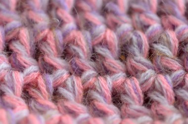 Tığ işi veya örme doku yakın çekim, kumaş arka plan