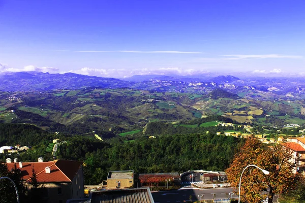 Ponto Vista San Marino Grande Paisagem Montanhas Verdes — Fotografia de Stock