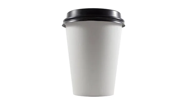 Een Echte Papieren Koffie Kopje Geïsoleerd Witte Achtergrond Stockfoto