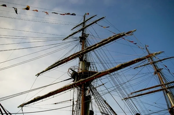 Segelbåt Fartyg Mast Cadiz Bay Huvudstaden Andalucia Spanien Europa — Stockfoto