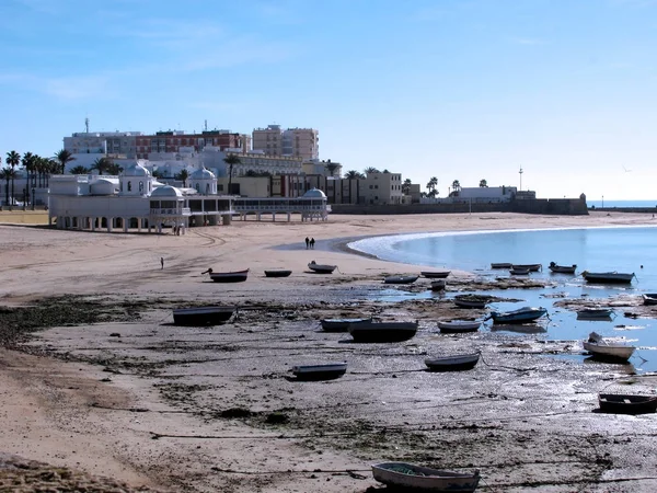 Fishing Boats Bay Cadiz Capital Andalucia Spain Europe — Stock Photo, Image