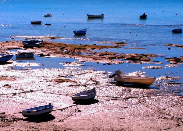 Barcos Pesca Bahía Cádiz Capital Andalucía España Europa — Foto de Stock