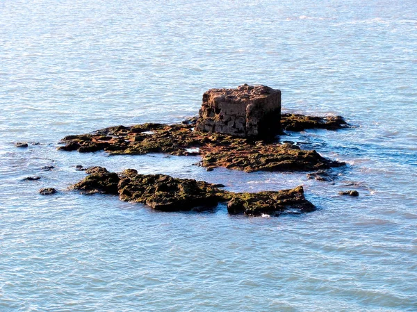 Tramonto Sulla Costa Della Baia Della Città Cadice Andalusia Spagna — Foto Stock