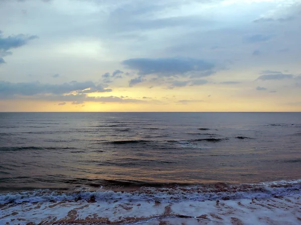 Tramonto Sulla Costa Della Baia Della Città Cadice Andalusia Spagna — Foto Stock