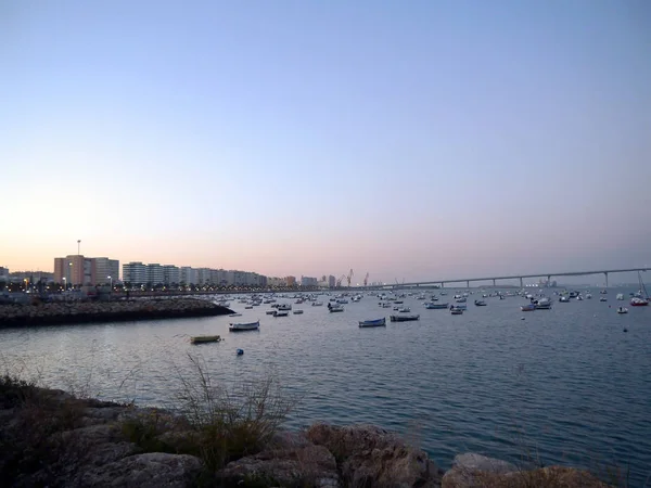 Barcos Pesca Bahía Cádiz Capital Andalucía España Europa — Foto de Stock