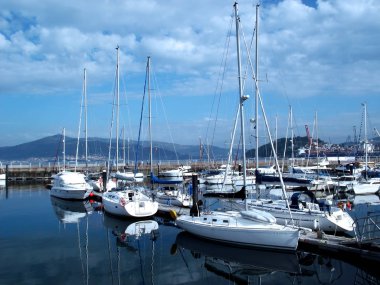 Teknelerden Vigo, Galiçya limanda. İspanya. Europe