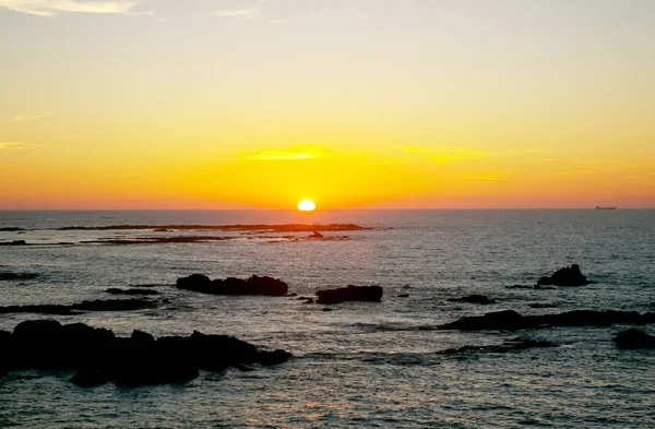 Coucher Soleil Sur Côte Baie Ville Cadix Andalousie Espagne Europe — Photo