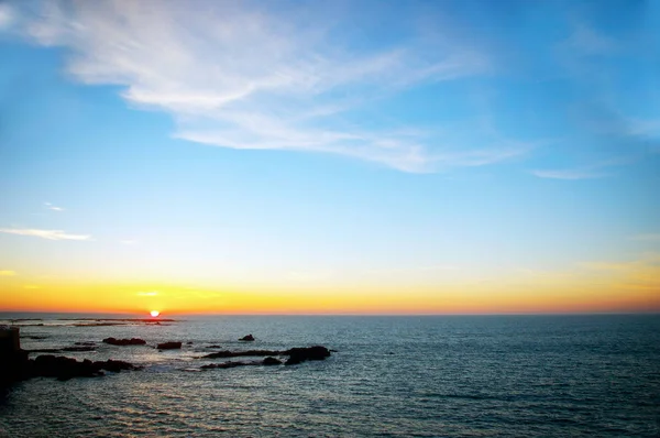 Sonnenuntergang Der Küste Der Bucht Von Cadiz Andalusien Spanien Europa — Stockfoto