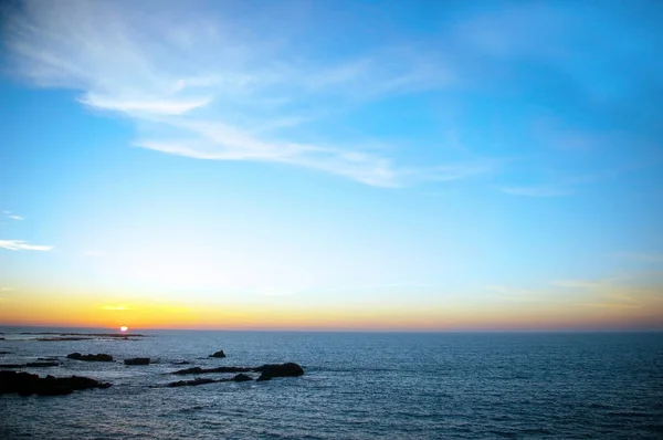 Puesta Sol Costa Bahía Ciudad Cádiz Andalucía España Europa — Foto de Stock