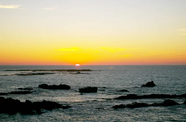 Puesta Sol Costa Bahía Ciudad Cádiz Andalucía España Europa — Foto de Stock