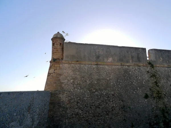 Strážní Věž Pláž Vedle Hradu Santa Catalina Zátoce Cádiz Andalusie — Stock fotografie