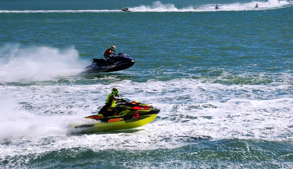 Competitor Water Bikes Races September 2018 Bay Cadiz Capital Andalucia — Stock Photo, Image