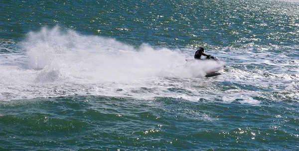 Competidor Motos Acuáticas Las Carreras Del Septiembre 2018 Bahía Cádiz —  Fotos de Stock