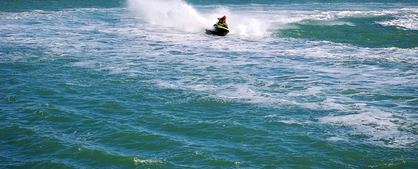 Competidor Motos Acuáticas Las Carreras Del Septiembre 2018 Bahía Cádiz —  Fotos de Stock