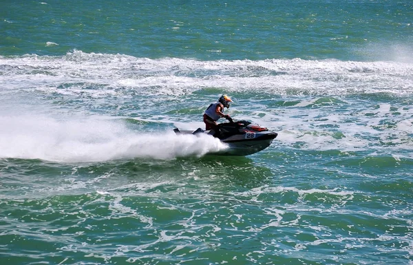 Competidor Motos Acuáticas Las Carreras Del Septiembre 2018 Bahía Cádiz —  Fotos de Stock