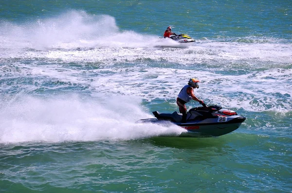 Competidor Motos Acuáticas Las Carreras Del Septiembre 2018 Bahía Cádiz —  Fotos de Stock