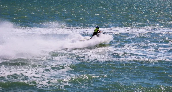 Competidor Motos Acuáticas Las Carreras Del Septiembre 2018 Bahía Cádiz —  Fotos de Stock