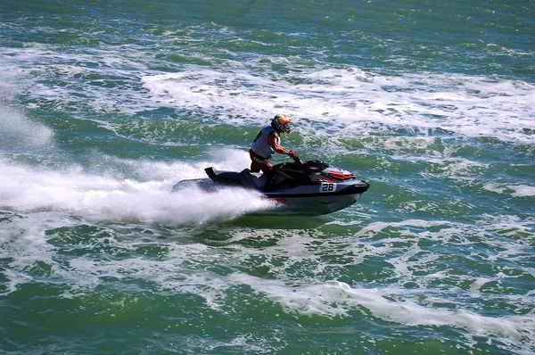 Competitor Water Bikes Races September 2018 Bay Cadiz Capital Andalucia — Stock Photo, Image