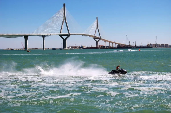 Competidor Motos Acuáticas Las Carreras Del Septiembre 2018 Bahía Cádiz —  Fotos de Stock