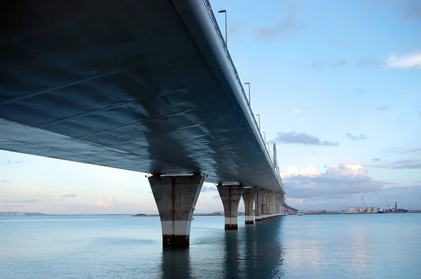 Puesta Sol Puente Constitución Llamado Pepa Bahía Cdiz Andalucía España — Foto de Stock