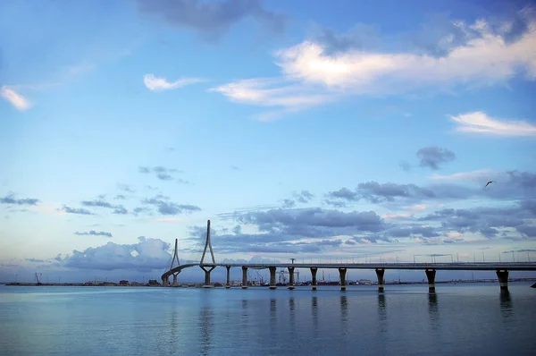 Закат Мосту Конституции Называемом Пепа Заливе Кдис Андалусия Испания — стоковое фото