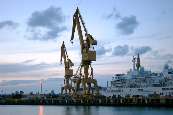 Crane to repair boats in the bay of Cdiz capital, Andalucia. Spain. Europe