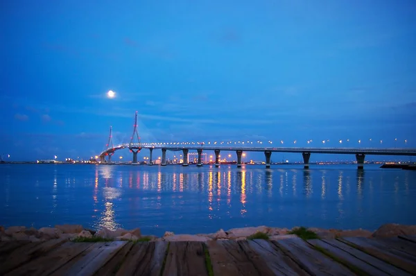 Sunset Constitution Bridge Called Pepa Bay Cdiz Andalusia Spain Europe — Stock Photo, Image