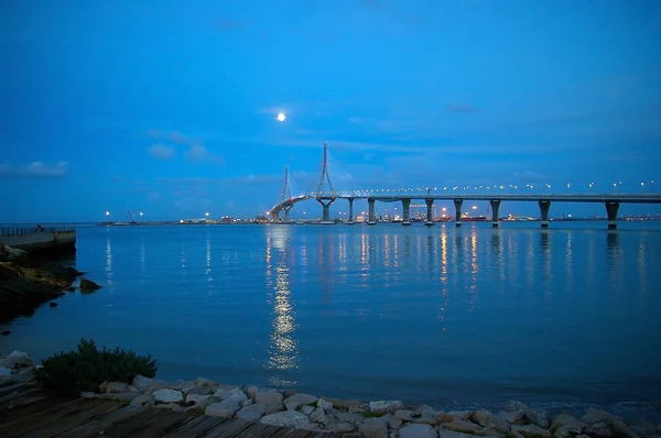 Sunset Constitution Bridge Called Pepa Bay Cdiz Andalusia Spain Europe — Stock Photo, Image